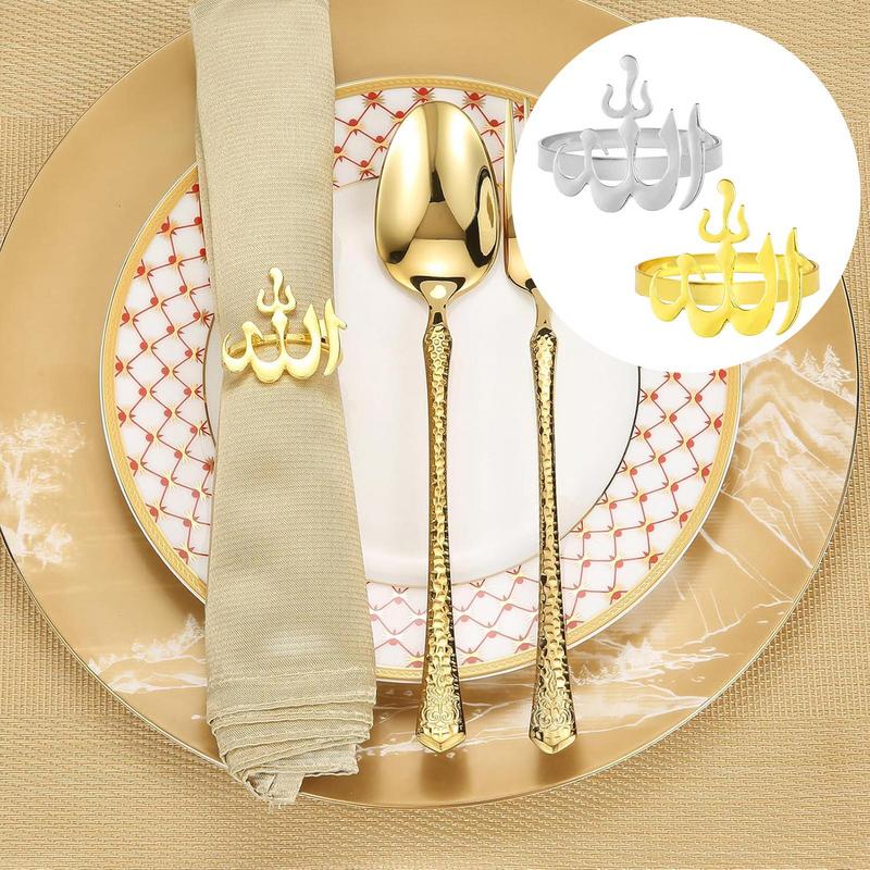 Eid Rings For Napkins Table Favors Napkin Buckles 6X Metal Holiday Napkin Rings Napkin Holders Serviette Buckle Allah Rings Eid