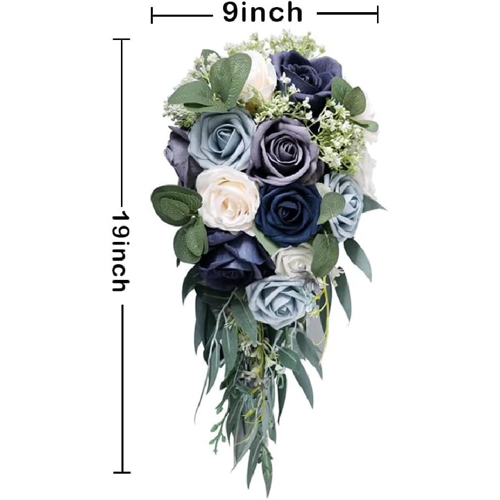 10 inch Water Drop Shape Bridal Bouquet Bridesmaid Bouquet Luxury Blue Roses Wedding French Rustic Vintage Wedding, Romantic Wedding Ceremony,