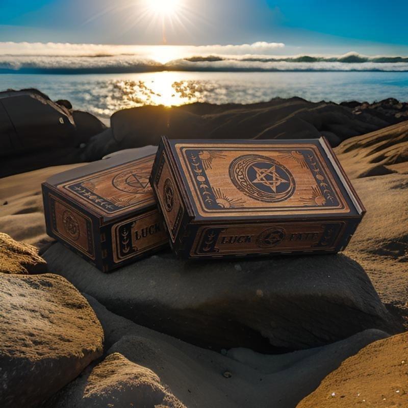 Portable Wood Tarot Cards Box Push Pull Cards Box Gift Case Divination Card Storage Container Witch Decoration Enduring