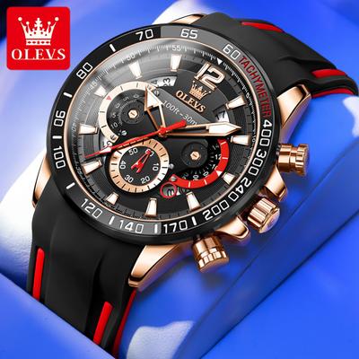Pánske hodinky Silikónový remienok Osobnosť Trendy Cool Luminous chronograf Multifunkčné Quartz hodinky Pánske hodinky
