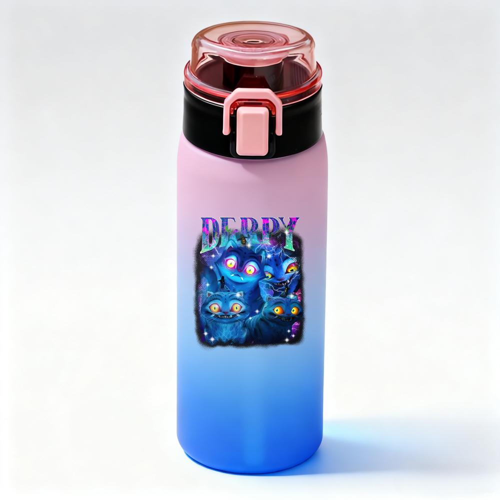 KPop Demon Hunters Gradient Water Bottles High-capacity Drinking Straw Cup Portable Girl Outdoor Office School 500ml Kid Friendly Entertaining Fun