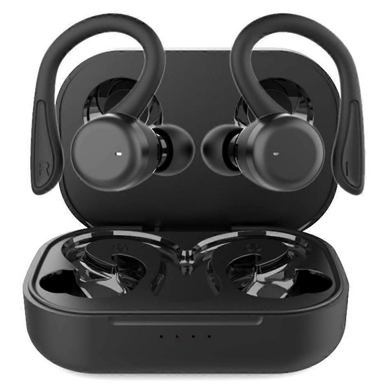 T40 Ear Hook Wireless Earphone IPX6 Waterproof Hands-free Touch Control Bending Sports Earbuds - Bla