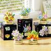 Romantic Floral Building Blocks Flower Potted Roses and Sunflowers Assembled DIY Flower Potted Toys Girls' Valentine's Day Gift