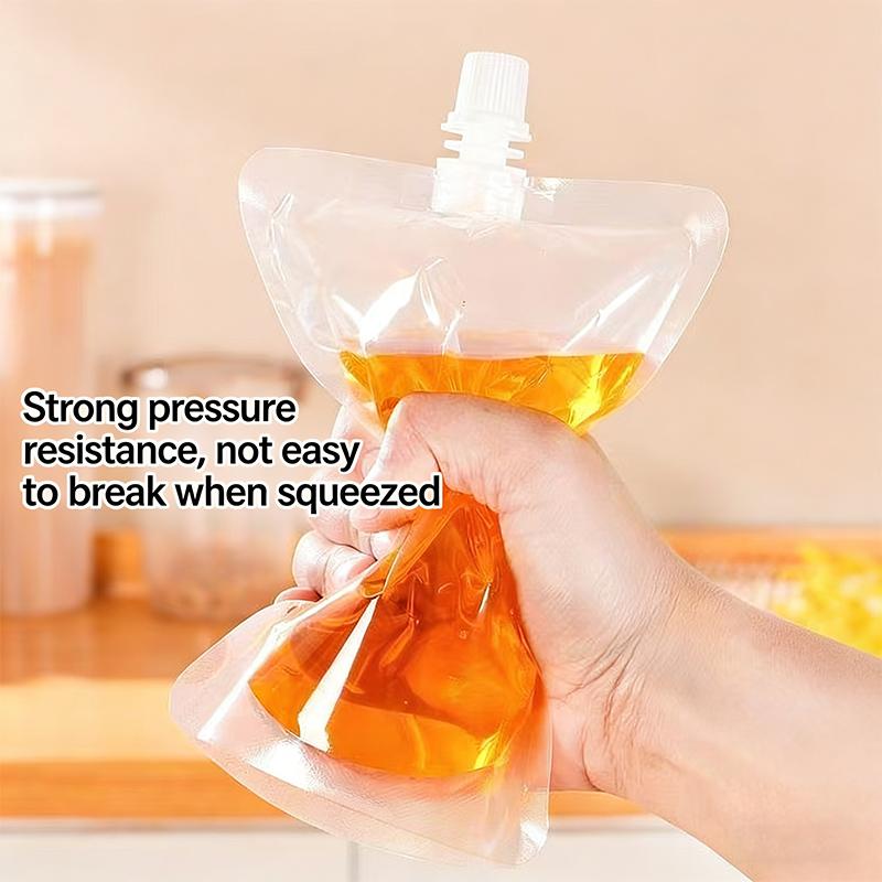 100Pcs Stand Up Liquid Spout Pouch Bag / Clear Plastic Beverage Container Juice Storage Spout Bags