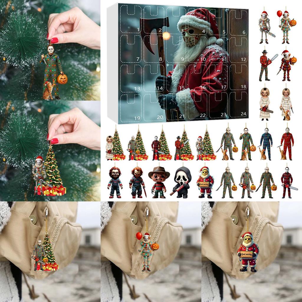 2D Plane Blindbox Airplane Box 24-day Countdown Calendar Horror Character Halloween Blindbox Christmas Tree Dress Up Holiday Ornaments