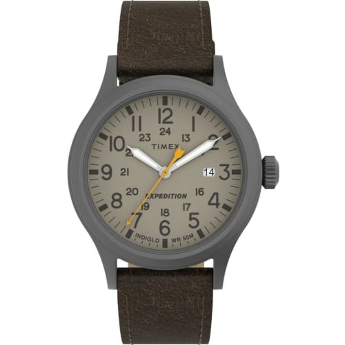 TIMEX Uni Adult Expedition Scout Analog Watch - Silver, Black, Brown/Gray Strap