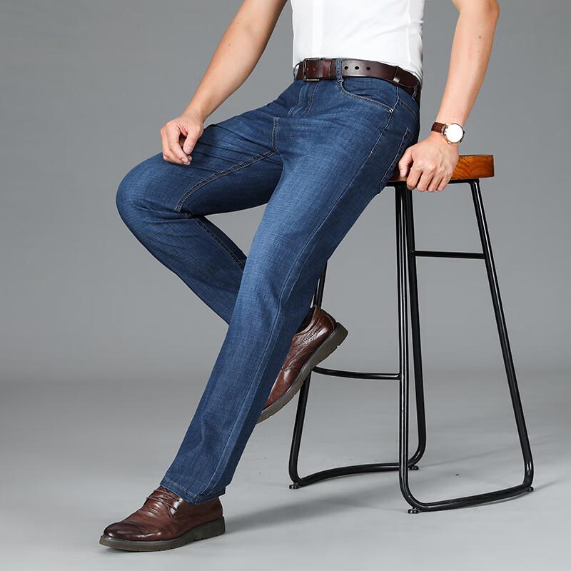 Herren Sommer Lockere Straight Leg Stretch Denim Jeans