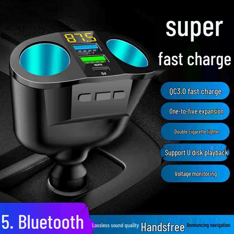 Multi-Function Car Bluetooth Receiver & MP3 Player with Lossless Sound and Fast Charging