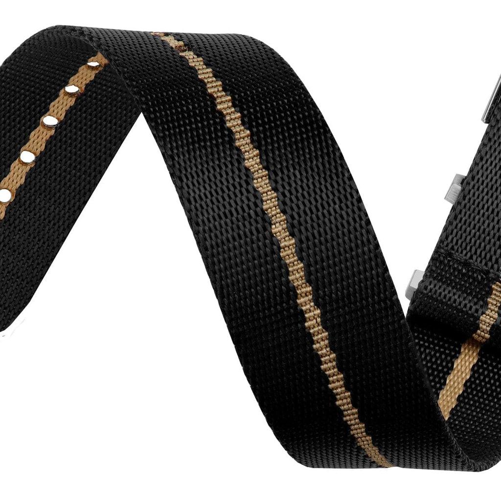 WatchGecko Swiss Quality Military Nylon Watch Band Stylish Durable Black Beige 20mm [WatchGecko] - - - & -