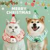 Pet Supplies Cute Christmas Pet Striped Scarf Cotton Washable Pet Christmas Hat Adjustable Cartoon Pet Collar Set Birthday Party