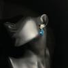 Fashionable Retro Style Inlaid Zircon Blue Droplet Pearl Necklace Earrings Look Elegant And When Worn
