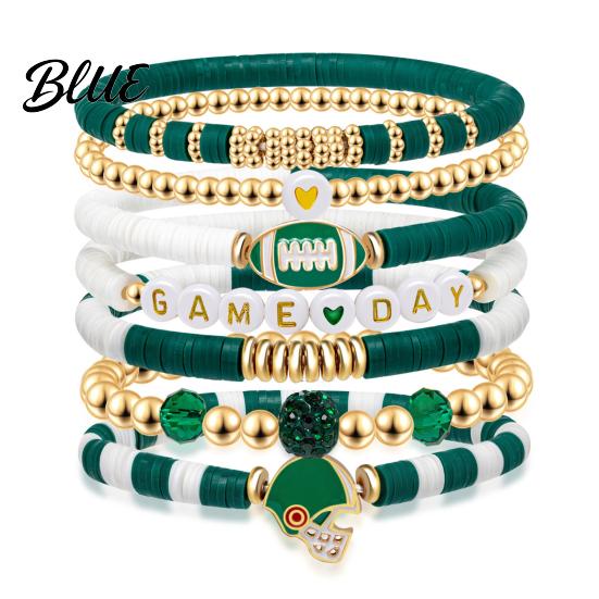 Football Party Accessory Game Day Bracelets Stackable Sports Charm Elasticated