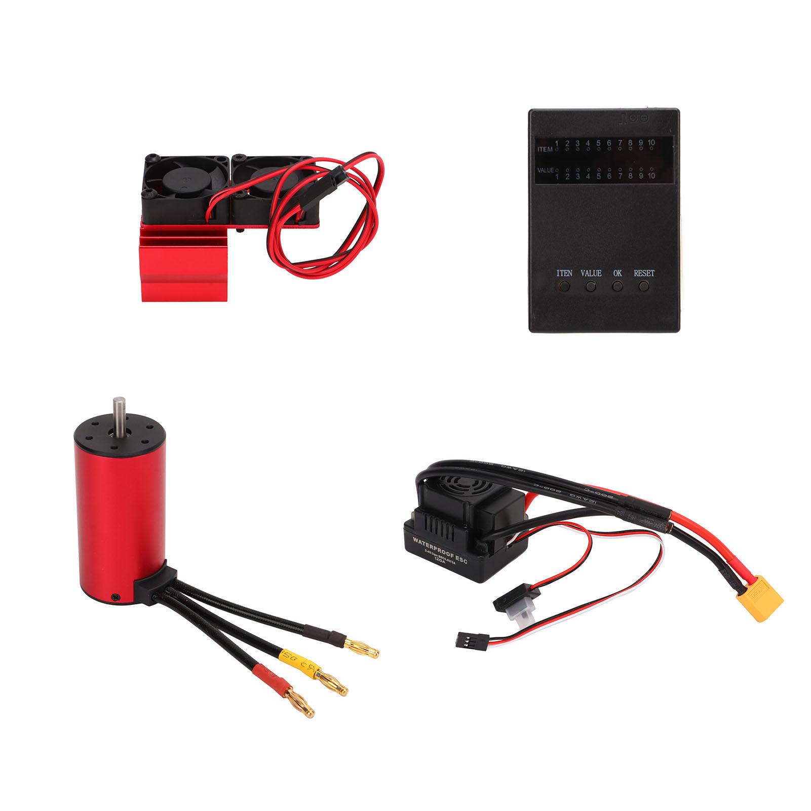 

S3670 2850KV Waterproof Brushless Motor XT60 Plug 120A ESC Dual Fan Motor Radiator Programming Card Set for HSP 1/8 RC Crawler Car