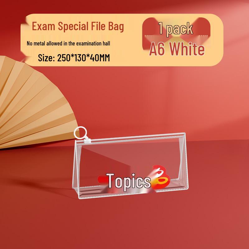 Baiyi A4 Transparent Zippered Document Bag for Exams and Homework Storage
