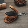 Vintage Unisex Leather Key Case with Double Zipper and Multi-Function - Soft Surface Oil Wax, Car Key Holder, Genuine Cowhide