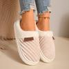 Fashion 2025 New Women Slippers Winter Unisex Concise Flat Plush Slippers Home Casual Cotton Shoes Non-slip Warm Fluffy Slides Women