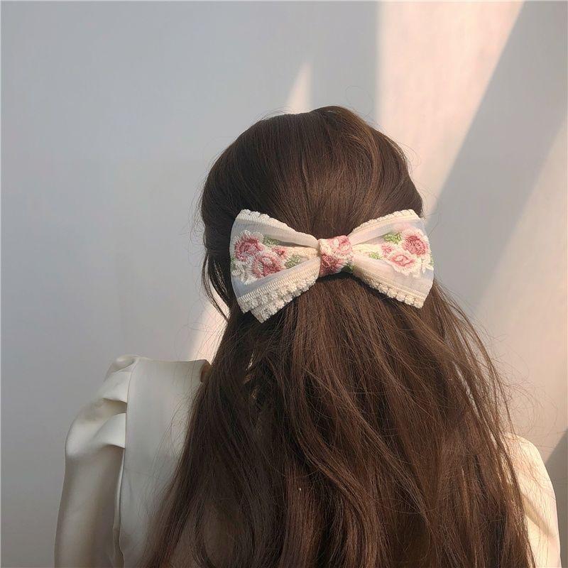 Embroidered Oversized Lace Bow Hairpin - Sweet Fairy Style