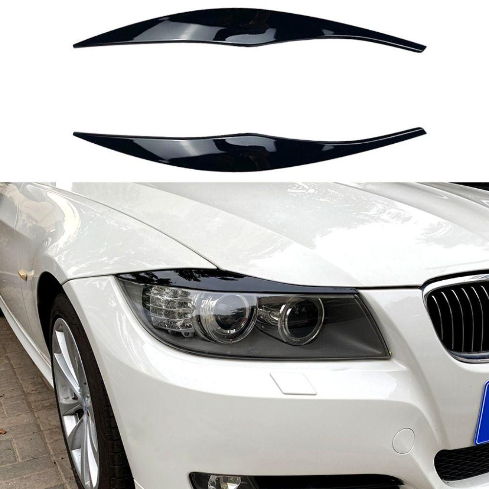 ABS Headlight Eyebrows Gloss Black Headlamp Hood Stickers for BMW 3 Series E90 E91 2005-2012