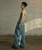 LANARCHIVE [0113] Vintage Washed Wide Sweatpants - Dusty Teal