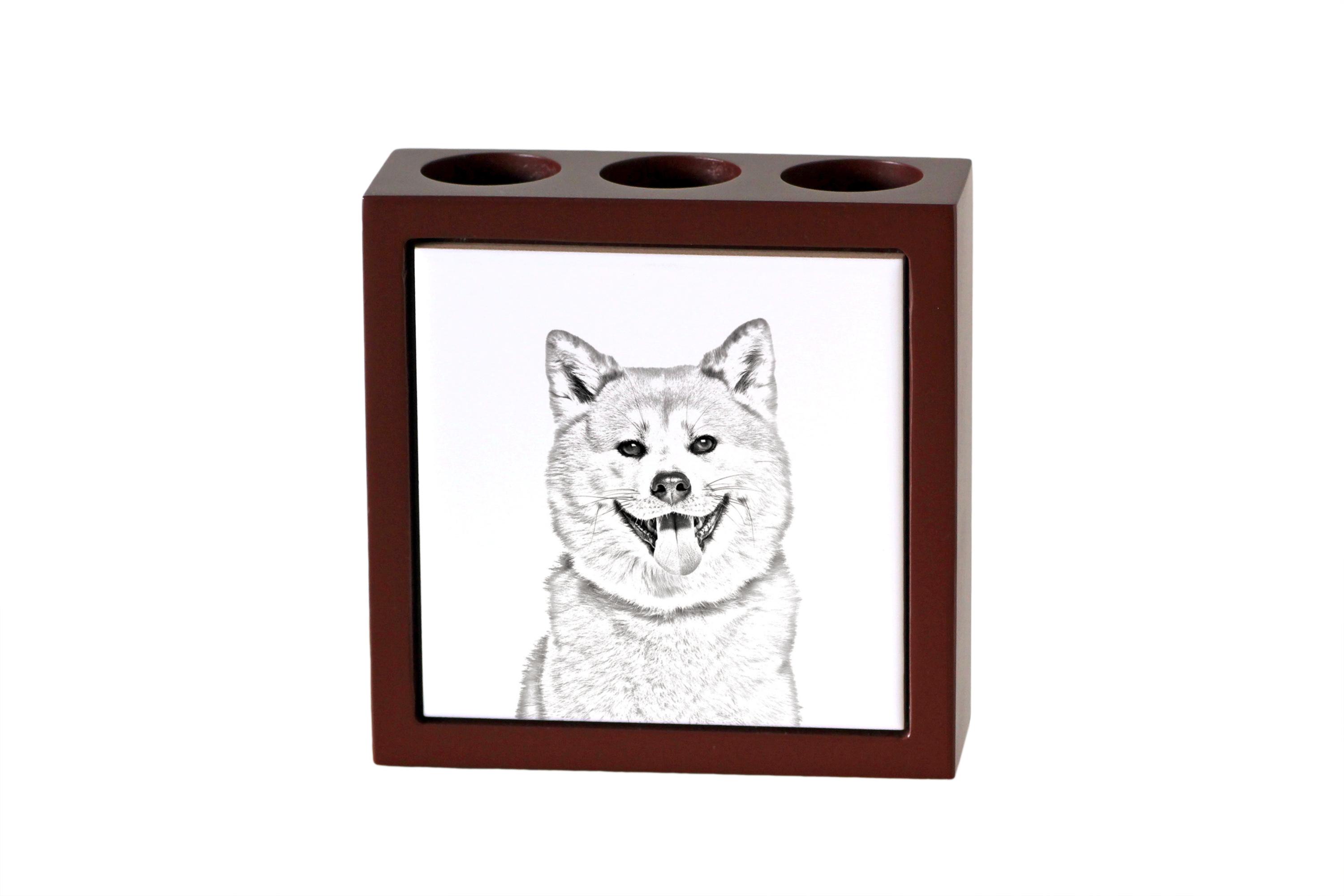 

Akita, Akita Inu - pen holder with a dog, desk organizer with a print, personalized desk decoration from the Art-Dog brand. коричневий