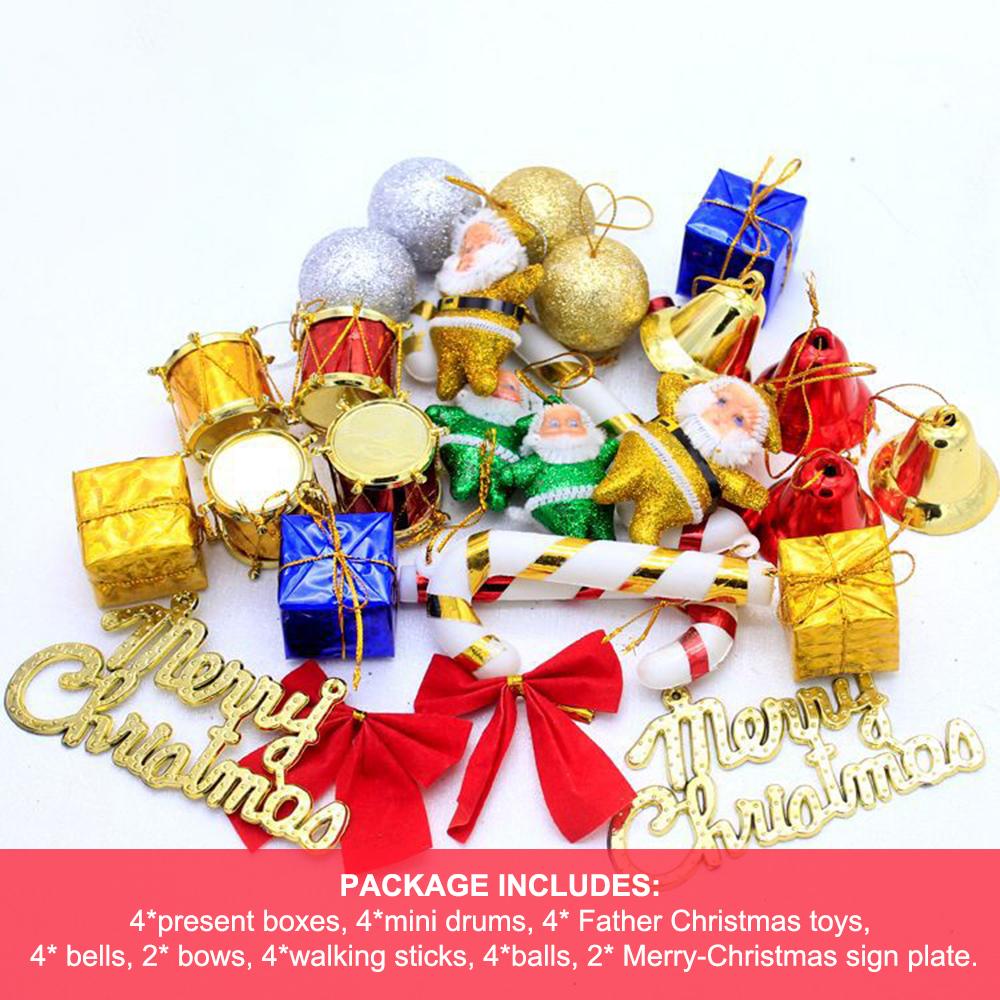 28Pieces DIY Christmas Ornaments Accessories Colorful Assorted Shatterproof Christmas Tree Decorations Set with Hanging Rope Festival PartyPendant