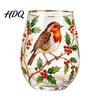 Large Capacity Wine Glass Cup Egg Shape Clear Lead-Free Crystal Enamel Painted Golden Rim Liberty Bell Themed Vintage Drinking Tumbler Glassware for