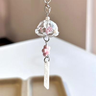 Transparent Keychain Cute Wind Chime Pendant Keyring Mobile Phone Lanyard Kawaii Bag Decorative Accessories Home Decorations
