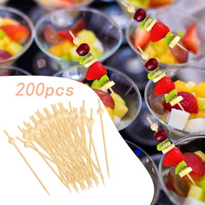 200x Bamboo Cocktail Picks Toothpick Party Favor Bamboo Fruit Sticks Skewers for Holiday Christmas Sandwich Birthday Kitchen