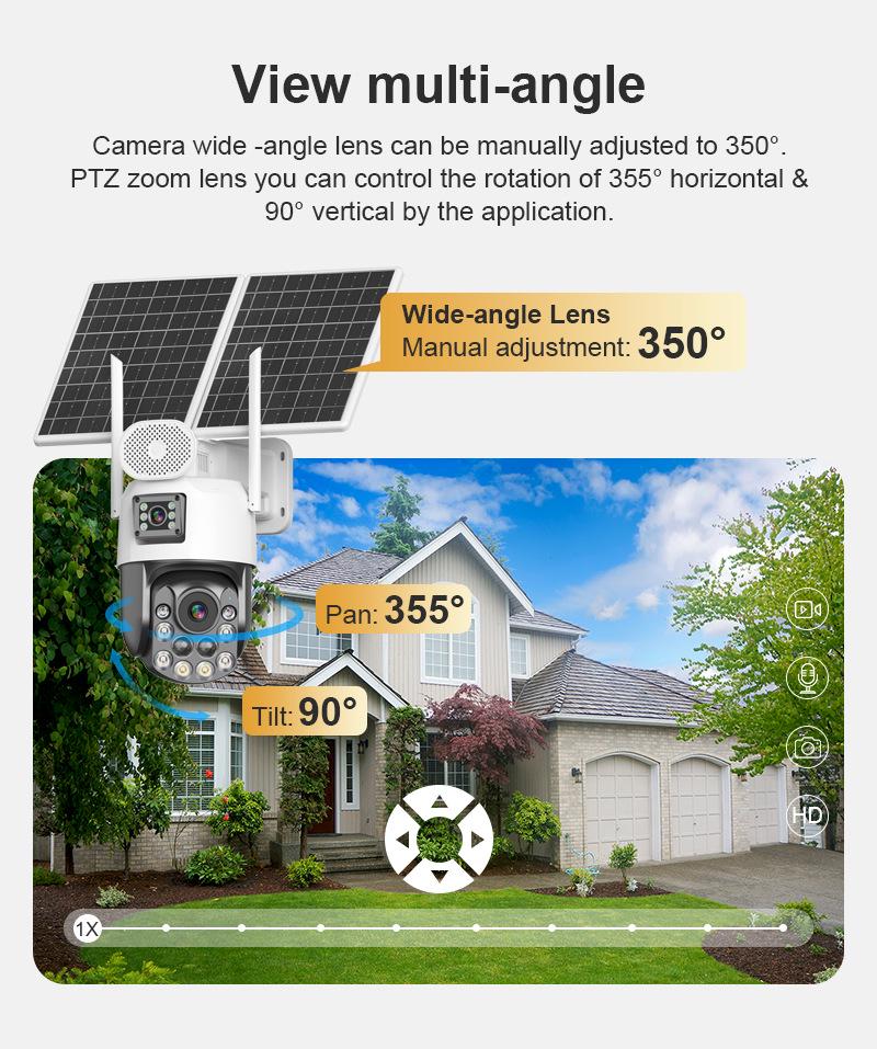 Solar Outdoor PTZ Camera with 36x Zoom & Dual-Screen Humanoid Tracking
