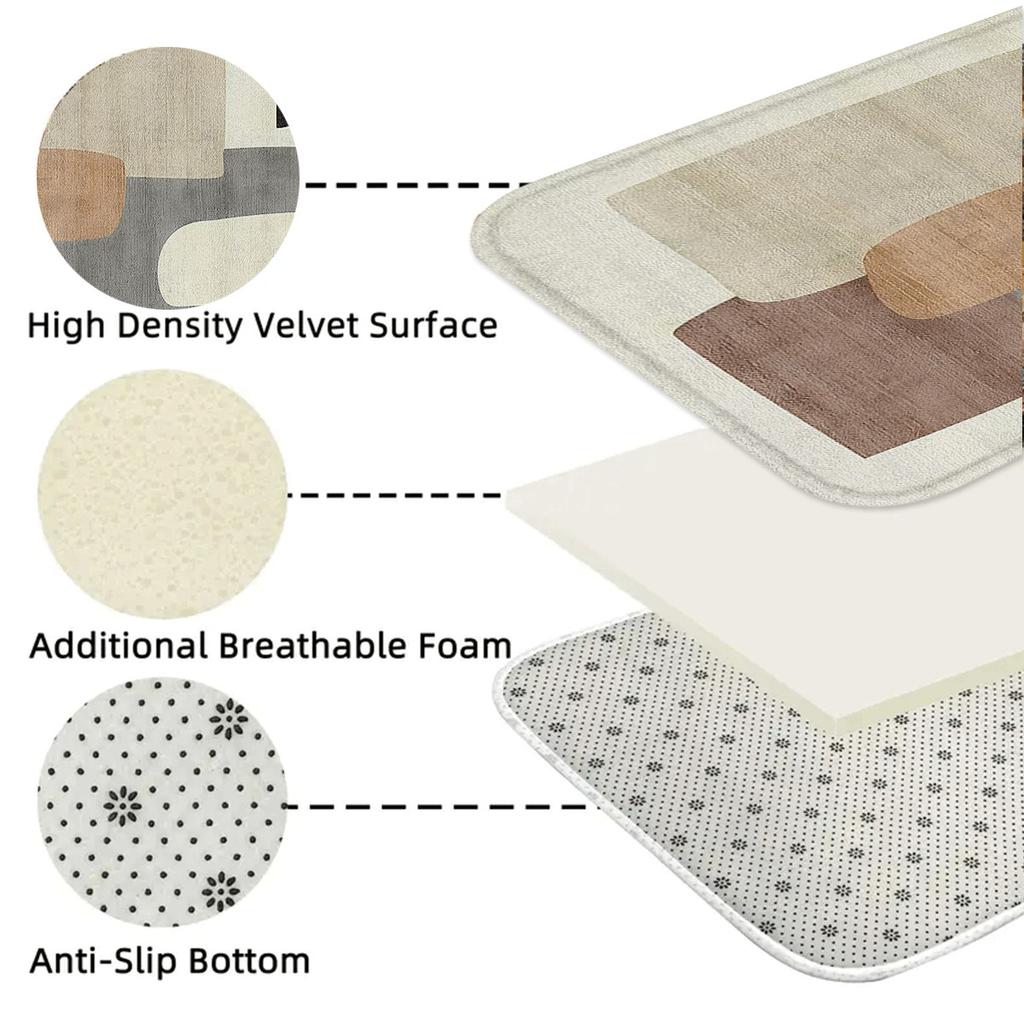 Nordic Morandi Thickened Flannel Kitchen Carpet 50x80cm+50x160cm Rugs for Kitchen Laundry Room Bedroom Bedside and Doorway for Home Decoration