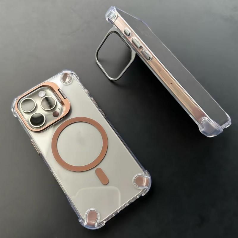 Clear Magnetic Case With Stand IPhone 18 ProMax 17 16 15 14 13 12 11 Shockproof Camera Protection Slim Fit