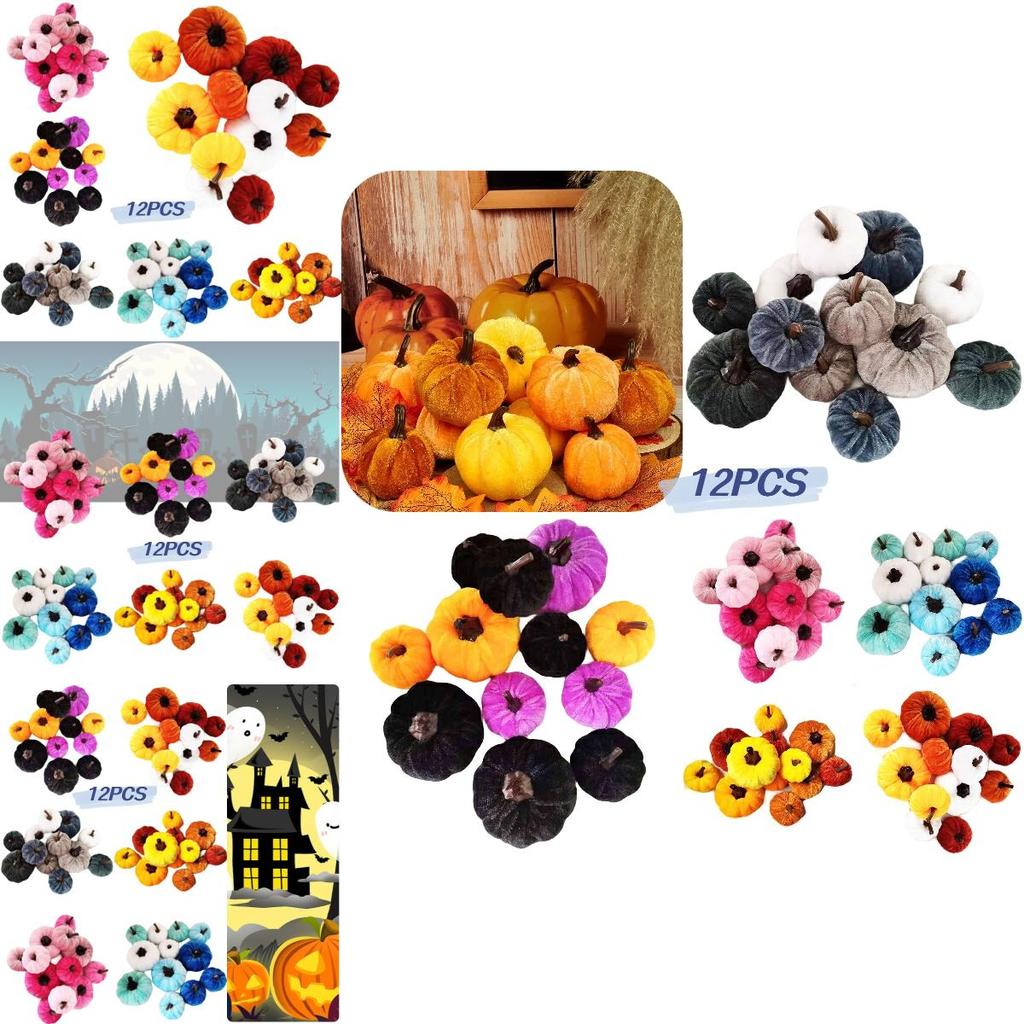 High-quality Cloth Pumpkin Thanksgiving Foam Fake Pumpkin Halloween Hot Selling Pumpkin Props White Orange Set Of 4 Large And 8 Small