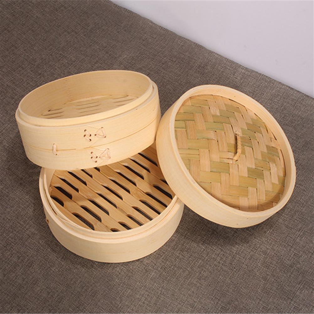 Bamboo Steamer Home Wooden Bamboo Steamer With Lid Fish Rice Vegetable Snack Storage Basket Kitchen Cooking Tools