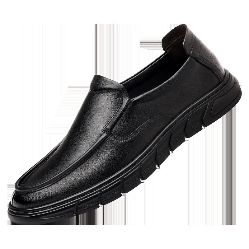 Spring Men's Leather Business Casual Leather Shoes First Layer Cowhide Soft Leather Soft Sole Foot Cover Comfortable Middle-aged and Elderly Father 