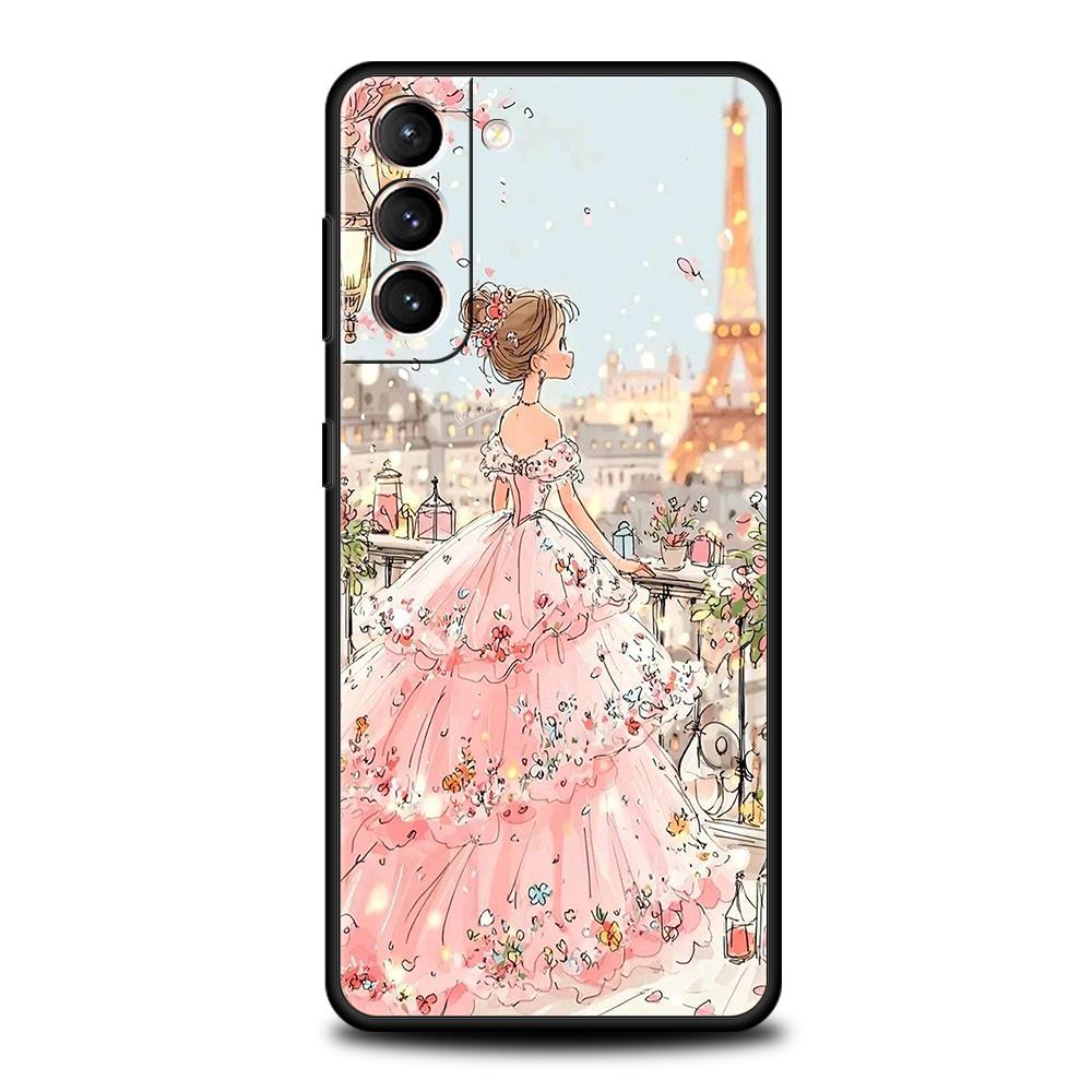 Telefoonhoesje Cover voor Samsung Galaxy S25 Edge S24 S23 S22 S20 S21 FE Ultra S10 S10E Plus 5G Zachte TPU Capas Cartoon Meisje Funda Tas