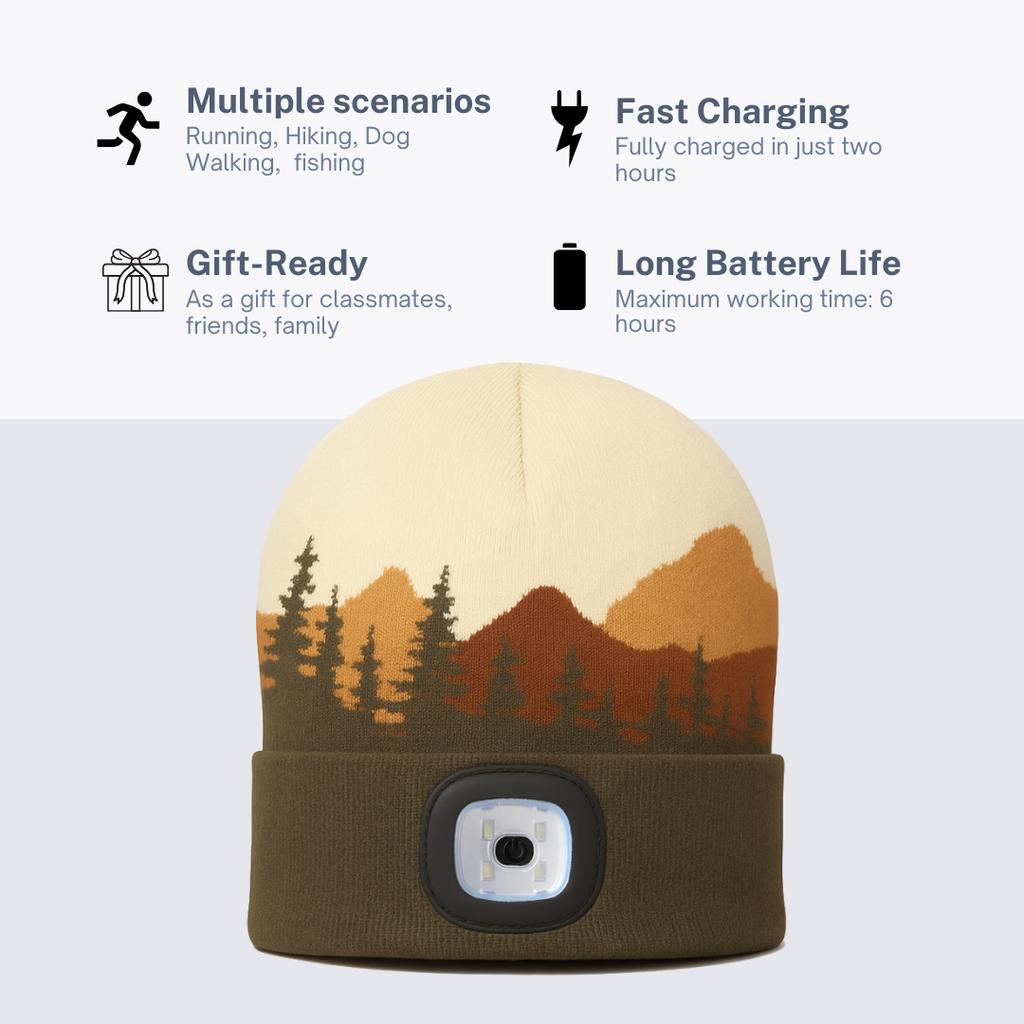 Led Beanie Headlamp Factory Custom logo Winter Running Cap Warm Knit Lighted Hat Outdoor Night Sport Gear Supplier Led Beanie