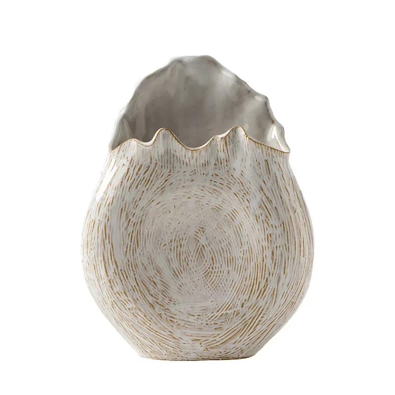 Böhmischen stil keramik vase retro land hause dekoration unregelmäßigen runde getrocknete blumen Puwei gras wohnzimmer dekoration