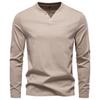 Autumn New Men's Casual V-neck Long-sleeved T-shirt Slim Base Shirt Pure Cotton T-shirt Top