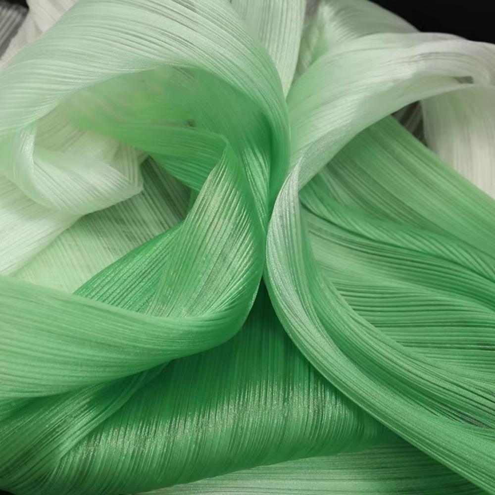 2025 Gradient Color Pleated Texture Fabric Bright DIY Organza Mesh Fabric Handmade Designer Fabric Wedding Background