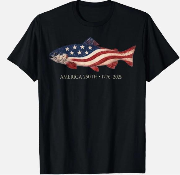 250 America Years 1776 2026 Fishing USA Flag 250th Birthday UNISEX Cotton Tee XXXL