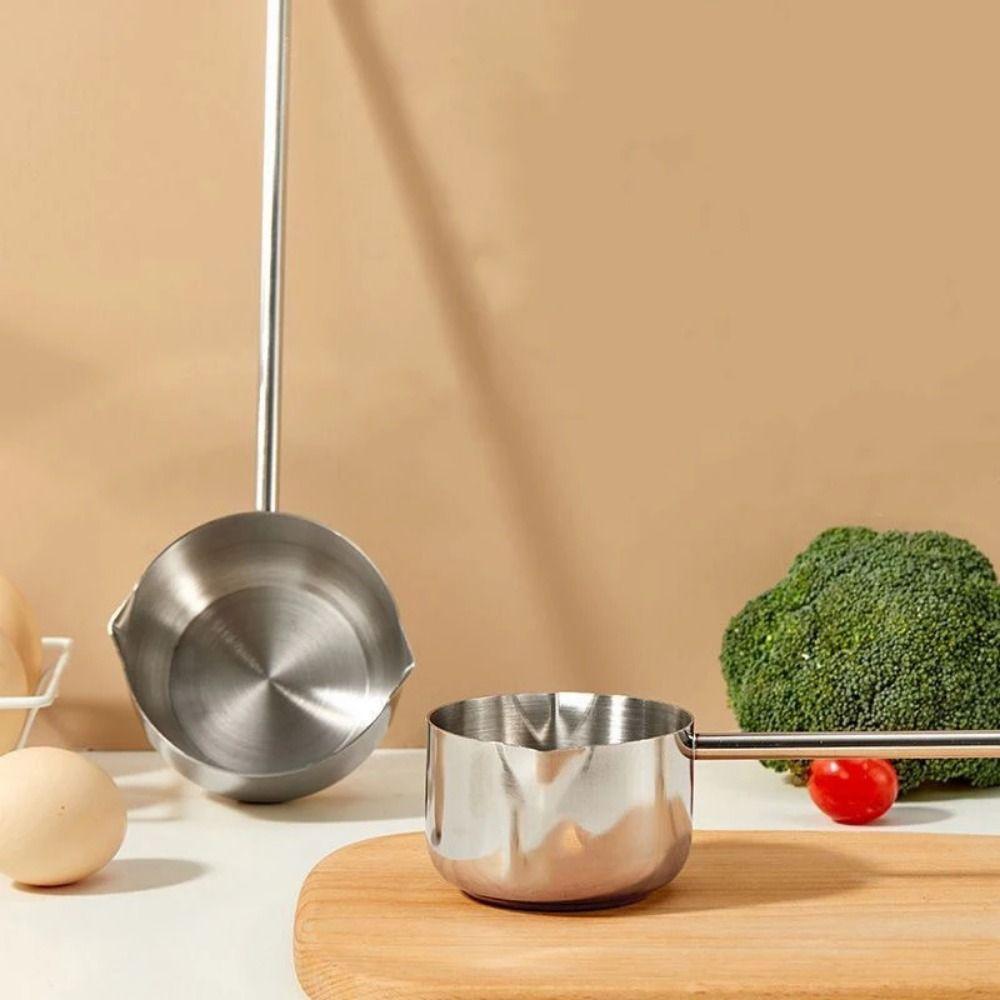 Thickened Oil Splashing Small Pot Stainless Steel Oil Pouring Spoon Mini Butter Warmer Soup