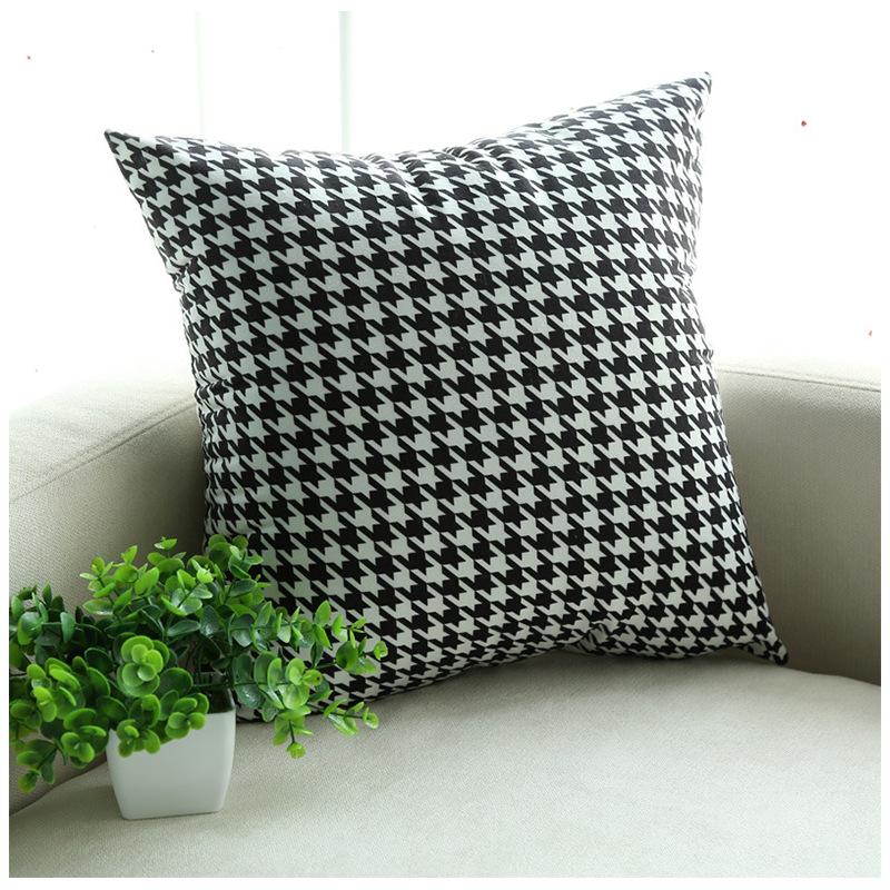 Hahnentritt Schwarz Goldpulver Geometrischer Druck Kissen Buchstabenkissen Weiches Sofakissen Bett Tatami Kissenbezug