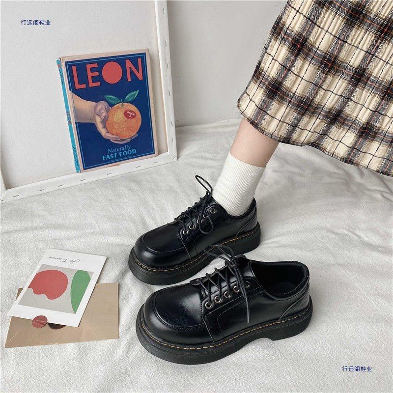 Shoes women's new small leather shoes retro style leather shoes college style platform versatile shoes