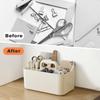 5 Compartment All-in-One Storage Basket with Handle,Plastic Desk Organizer for Pens.Office Supplies, Portable Desktop Tray