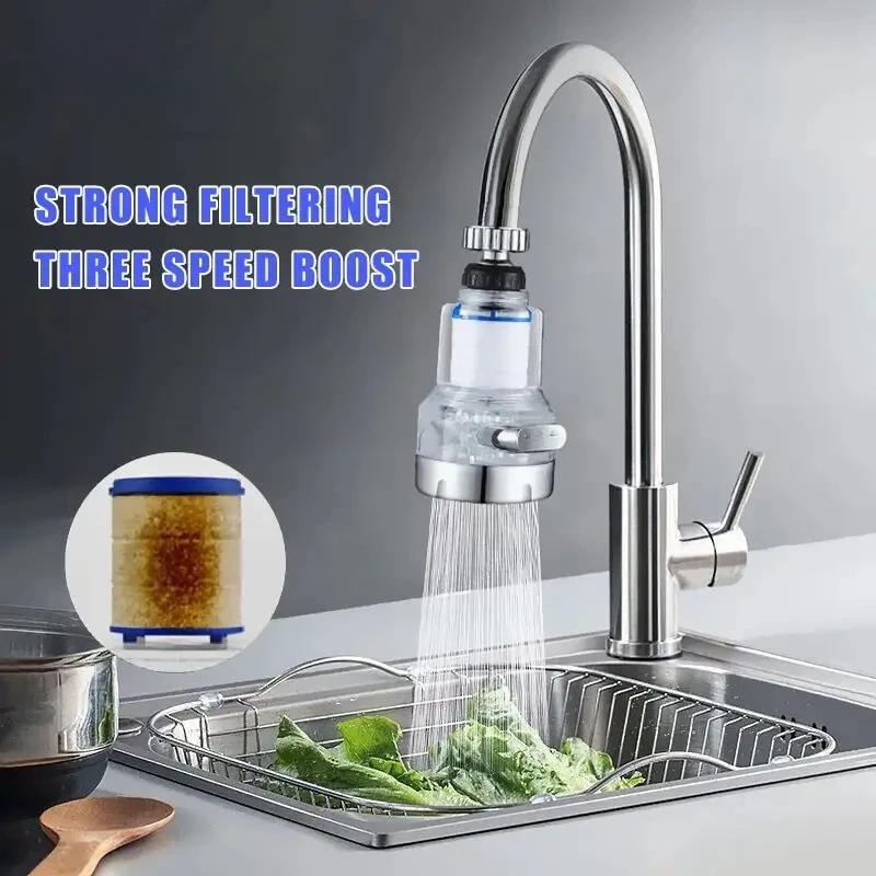 Kitchen Faucet Water Filter Pressurized Bubbler Chlorine & Heavy Metals Removal Hard Water Purifier with Basin Extender