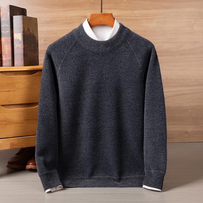 

600g Heavyweight Plus Velvet Thickened Half-high Collar Knitted Mink Sweater for Winter XL темно-сірий