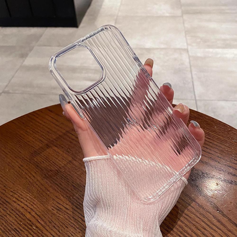 

Роскошный силиконовый мягкий чехол с гофрированным узором для iPhone 16 15 14 13 12 11 Pro Max, матовый прозрачный, ультратонкий, противоскользящий For iPhone 11