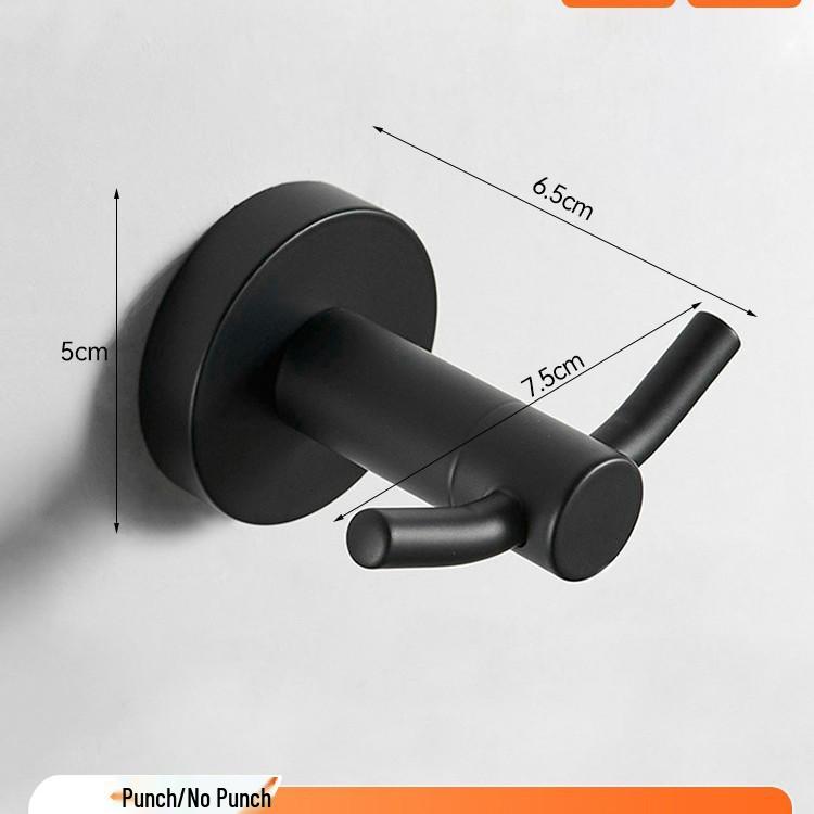 Gunmetal Grey Punch-Free 304 Stainless Steel Wall-Mounted Coat and Hat Hook