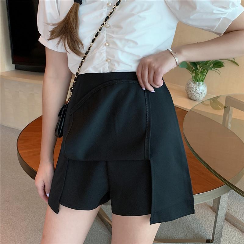 Women's Plus Size Summer 2024 A-Line High Waist Skirt with Side Slits