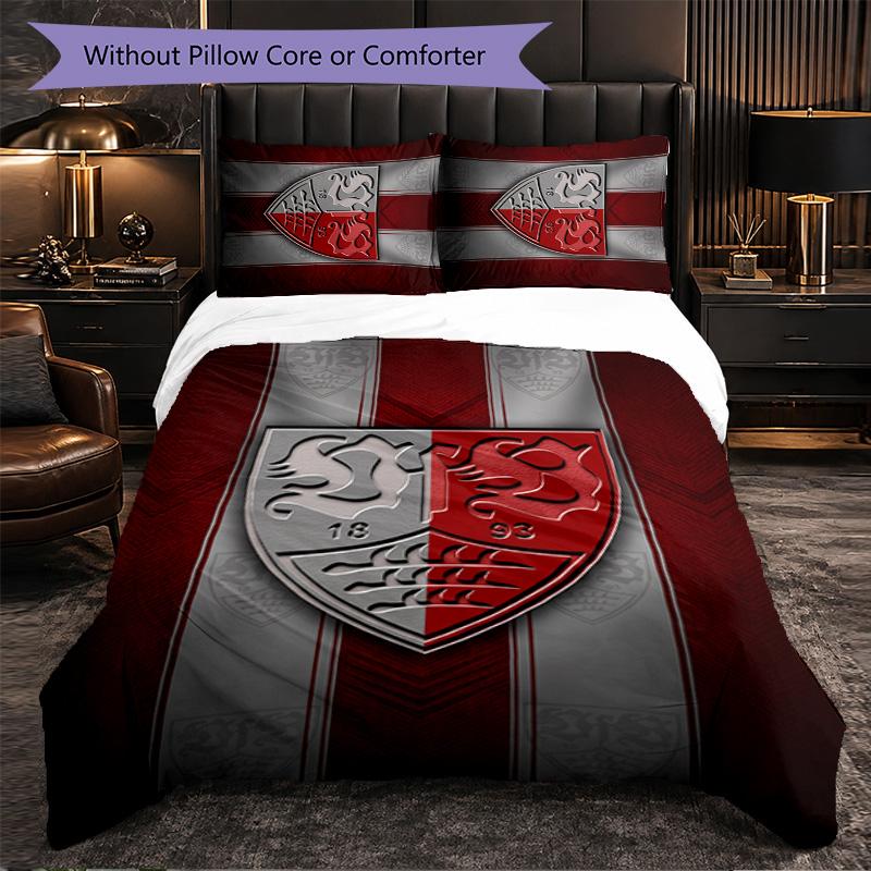 Biancheria da letto a tema VfB Stuttgart Set 3 Pezzi Copripiumino Biancheria da letto Decorativa per Camera Adolescenti Decorazione Casa